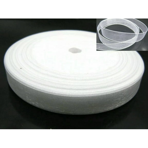 U8MO 50 Yards 3/8" (10mm) White Wedding Crafts Sheer Organza Ribbon