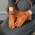 thumbnail image 4 of AWZXDE Ladies' 2024 Autumn and Winter Versatile Windproof Thick Leather Gloves for Cold Weather Orange,L, 4 of 6