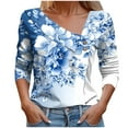 thumbnail image 2 of Craaazy Casual Printed T Shirts for Women V Neck Button Blouses Gifts, 2 of 5