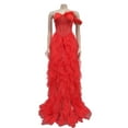 thumbnail image 4 of Oplxuo Women's Sexy Strapless Tulle Maxi Dress with Slit, Mesh See Through Corset Tube Sheer Cocktail Party Dresses, 4 of 6