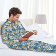 thumbnail image 6 of Naloa Flower and Sail Boat Men’s Pajamas Set - Long Sleeve Button Down Sleep Shirt and Pajama Bottoms Sleepwear Set-Medium, 6 of 7