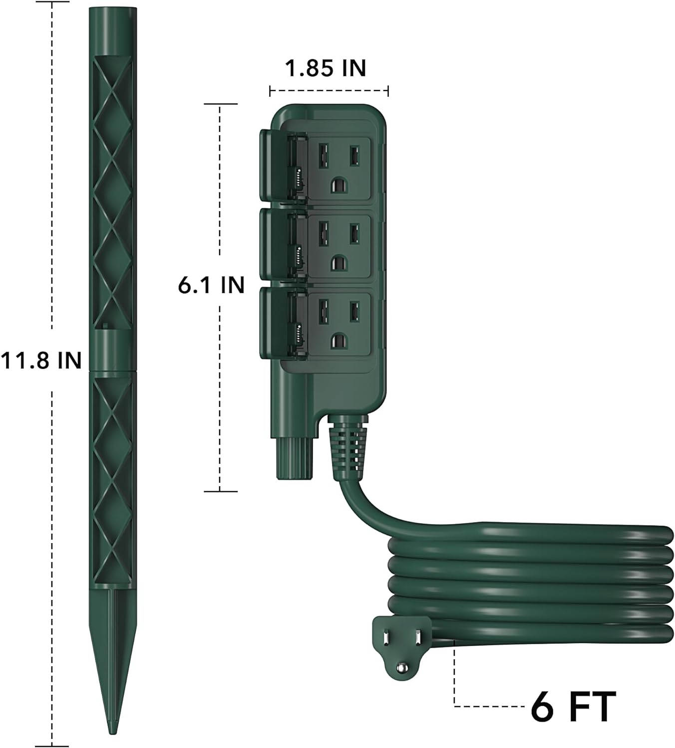 HBN Outdoor Power Stake with 6-Foot Extension Cord and 3 Outlets photo 6