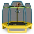 thumbnail image 1 of Patiojoy Trampoline Rond de 7 Pi pour Enfants, Lit de Saut avec Filet de Sécurité, Vert, 1 of 9