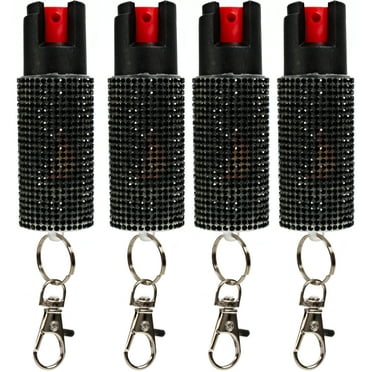 BURN Pepper Spray for Self Defense, Max Strength - 0.67 fl oz Fashionable Design - Black 4 Pack