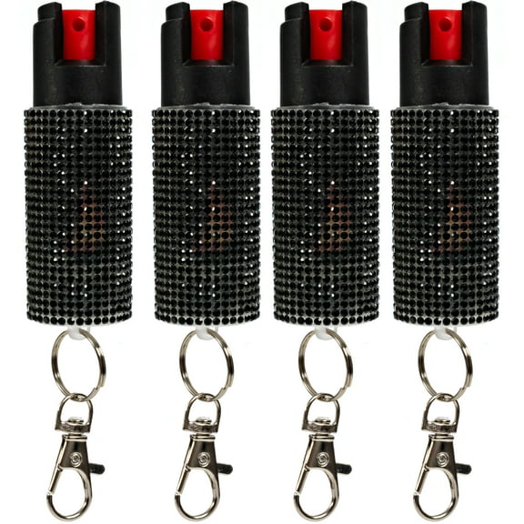 BURN Pepper Spray for Self Defense, Max Strength - 0.67 fl oz Fashionable Design - Black 4 Pack