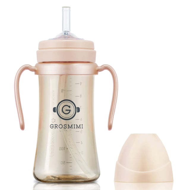Vaso para sorber GROSMIMI, mágico a prueba de derrames, con pajita, 300 ml, PPSU
