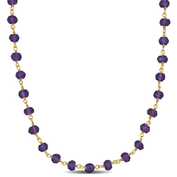 Everly Women's 6ct TGW Amethyst Rosary 14k Yellow Gold Bead Necklace