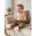 thumbnail image 3 of RUINIXCW Baby Girl Fall Outfits Casual Ribbed Crew Neck Long Sleeve Romper Leopard Print Pants with Belt and Headband 4 Pcs Set, 3 of 8