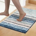 thumbnail image 2 of Unique Bargains Striped Bathroom Mat Soft Non-Slip Quick Dry Bath Rugs Blue 20" x 32", 2 of 7