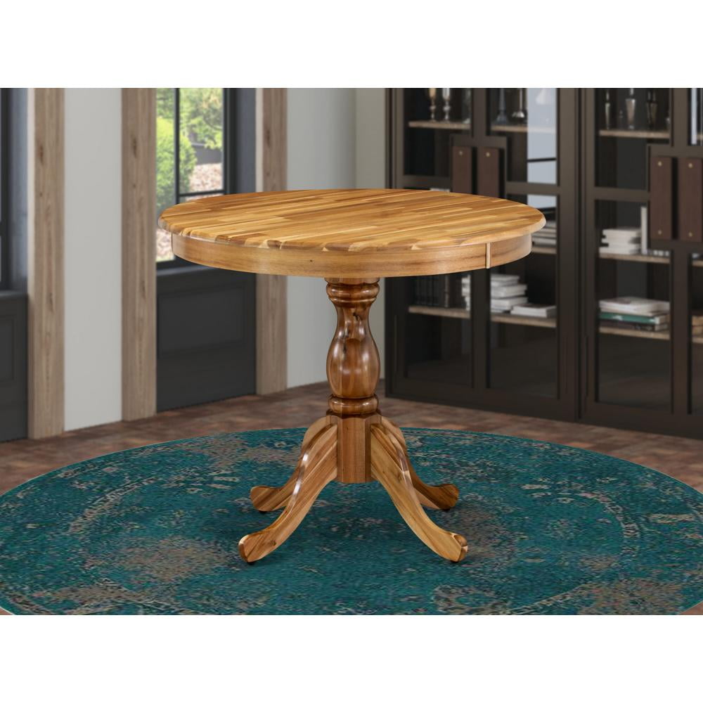 East West Furniture Antique Wood Dining Table with Pedestal Legs in Natural