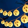 thumbnail image 1 of Guirnalda de Luces Led para Halloween, Luz Blanca Cálida, Funciona con Pilas, Diseño Resistente Al Agua, Decoración para Fiestas y Festividades, Uso Interior y Exterior, 2 Longitudes, 10 o 20 Luces., 1 of 7