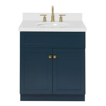 Ariel Hamlet 31 In. Oval Sink Vanity With White Quartz Countertop In Midnight Blue