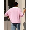 thumbnail image 2 of Blusa Holgada De Mujer Con Cuello Blanco Y Rayas Rosa, 2 of 30