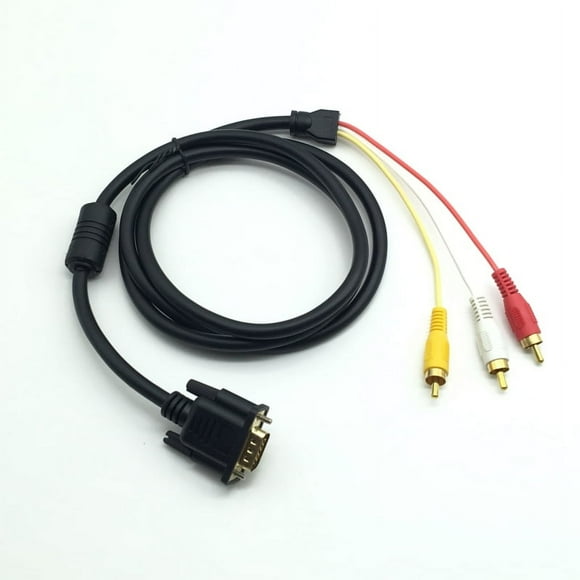Simyoung VGA to 3 RCA Cable VGA Male Cable 15 pin Digital to Analog PC TV Video Cable AV Adapter HDTV Laptop PC DVD Display Cable Converter 5FT / 1.5M