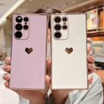 thumbnail image 4 of Funda enchapada de lujo para Samsung Galaxy A53, A52, A54, 5G, S21, S23, FE, S22, S24, Ultra, silicona suave con patrón de corazón lateral, 4 of 5