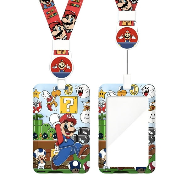 Mario Lanyards for Id Badge Holder with Retractable Badge Reel Clip, ID Card Holder with Breakaway Lanyard, Nurse Teacher Office Gifts