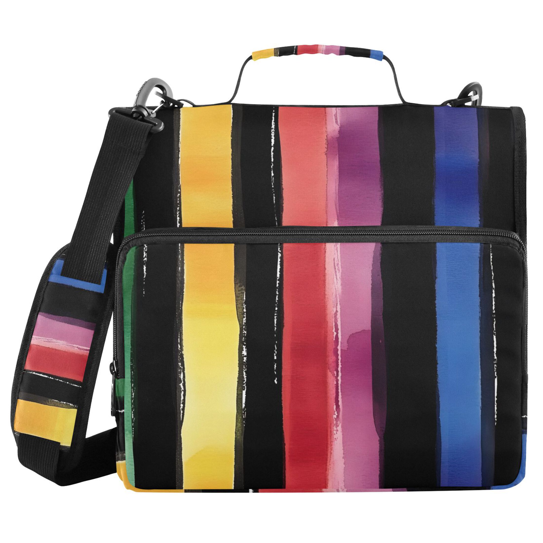 ALAZA Zipper Binder Bag Rainbow Stripes Pattern 3 Ring File Folder Binder Organizer Bag