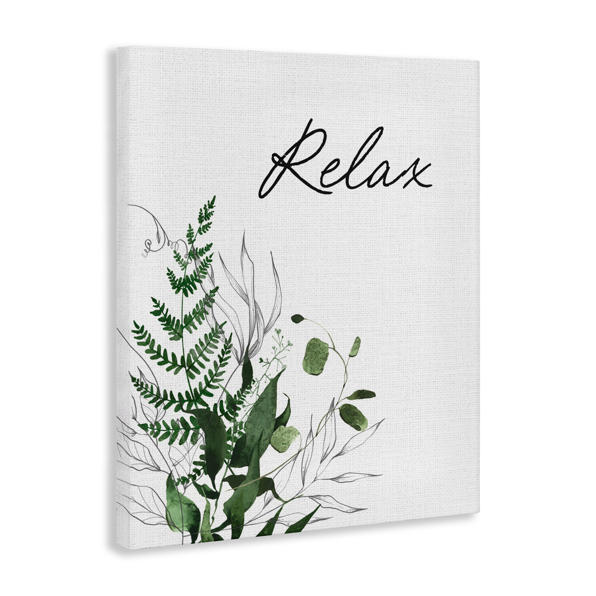 Relax Ferns & Botanicals Canvas Wall Art, design by Lettered and Lined