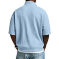 thumbnail image 5 of Domuza Waffle Shirts for Men Quarter Zip Pullover Casual Short Sleeve Stand Collar Shirts 2026 Summer Trendy Comfy Slim Fit Top Light Blue M, 5 of 5