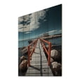 thumbnail image 2 of Designart "Perspective Black Beach Pier III" Nautical & Beach Print on Natural Pine Wood, 2 of 5