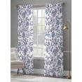 thumbnail image 4 of Vintage Blue Floral Sheer Curtains 108 Inch Long 2 Panels, Farmhouse Flower Pastoral Style Light Filtering Rod Pocket Semi Sheer Curtains, Sheer Voile Drapes for Living Room Bedroom, 52"x108", 4 of 5