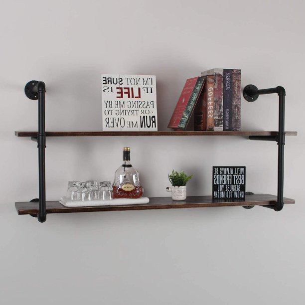 Storage Shelving Floating Shelves,Rustic Pipe Shelving Unit,Wall Book