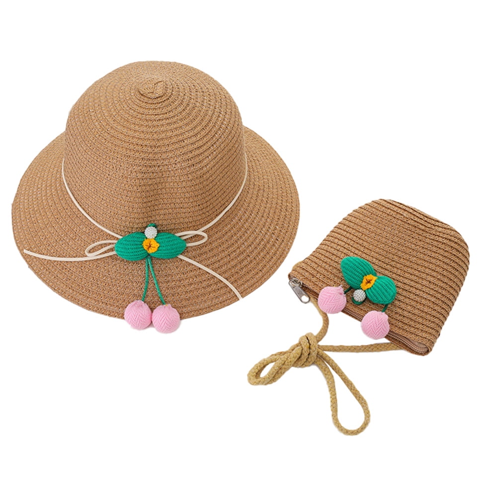 Kids MultiColors Flower Beach Sun Hats, Little Girl Kids Summer Straw