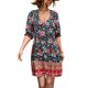 thumbnail image 1 of SAYOO - Vestido de manga corta con volantes para mujer, estampado de flores a la moda, cuello en V, cintura alta, vestido acampanado SAYOO  Moda, 1 of 7