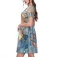 thumbnail image 2 of Balery Pastel Abstract Fluid Art Vestidos sueltos de manga corta para mujer, vestidos de verano 2025, vestidos casuales de corte A con vuelo., 2 of 6