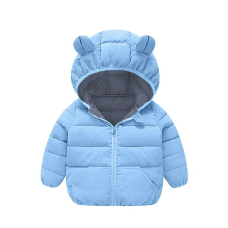 

Winter Down Hooded Coats for Baby Boys Girls with Cute Ears Toddler Puffer Zipper Jacket Padded Windproof Outwear