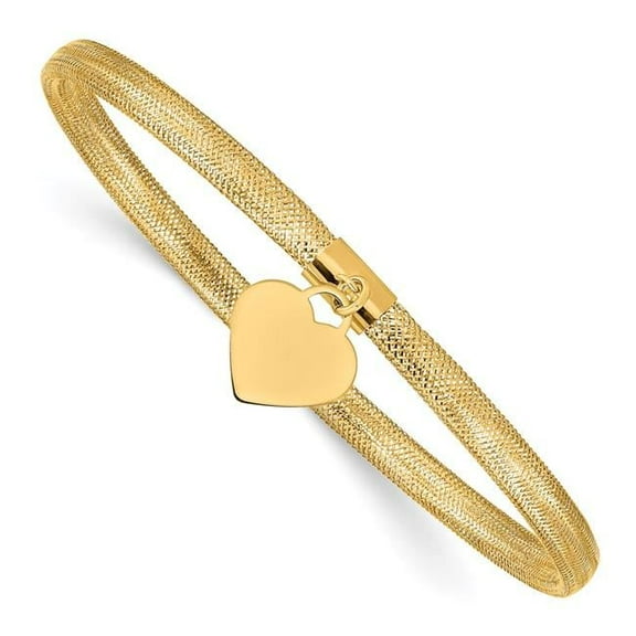 Primal Gold Heart Stretch Mesh Bracelet, 14K Yellow Gold