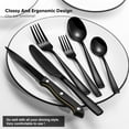 thumbnail image 6 of 48-Piece Black Silverware Set for 8, with Steak Knives - Food Grade Stainless Steel Flatware Cutlery Utensil Set - Premium Mirror Polished Finish for Home Restaurant Daily Use, 6 of 9