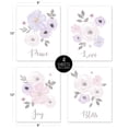 thumbnail image 5 of Lavender Purple, Pink Grey and White Wall Art Prints Room Decor for Baby, Nursery, and Kids for Watercolor Floral Collection by Sweet Jojo Designs - Set of 4 - Peace, Love, Joy, Bliss, 5 of 6