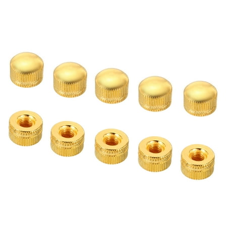 

Uxcell M6 Acorn Cap Nut Bolt Cover Screw Caps Insert Female Thread Knurled Electrophoretic Gold 10 Pack
