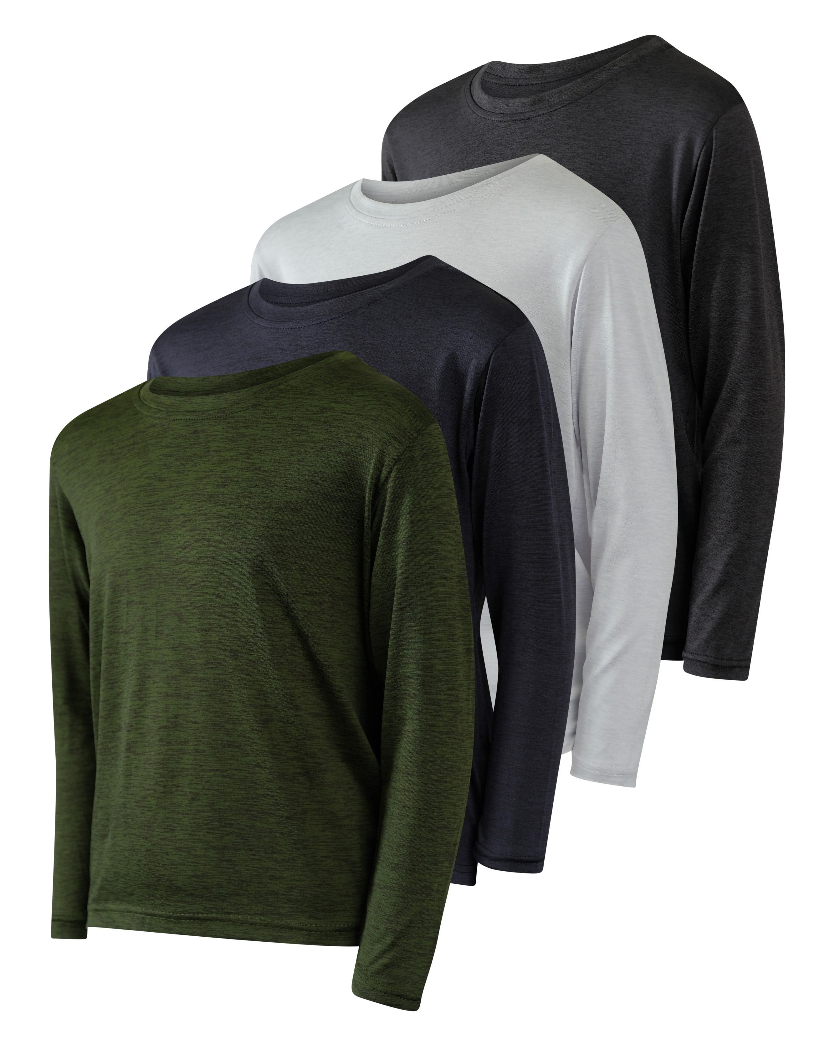 Real Essentials Boys Undershirts, 4 Pack Moisture Wicking LongSleeve