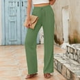 thumbnail image 2 of Trousers Pants for Women Linen High Waisted Straight Casual Flowy Wide Leg Drawstring with Pockets Womens Trousers, 2 of 7