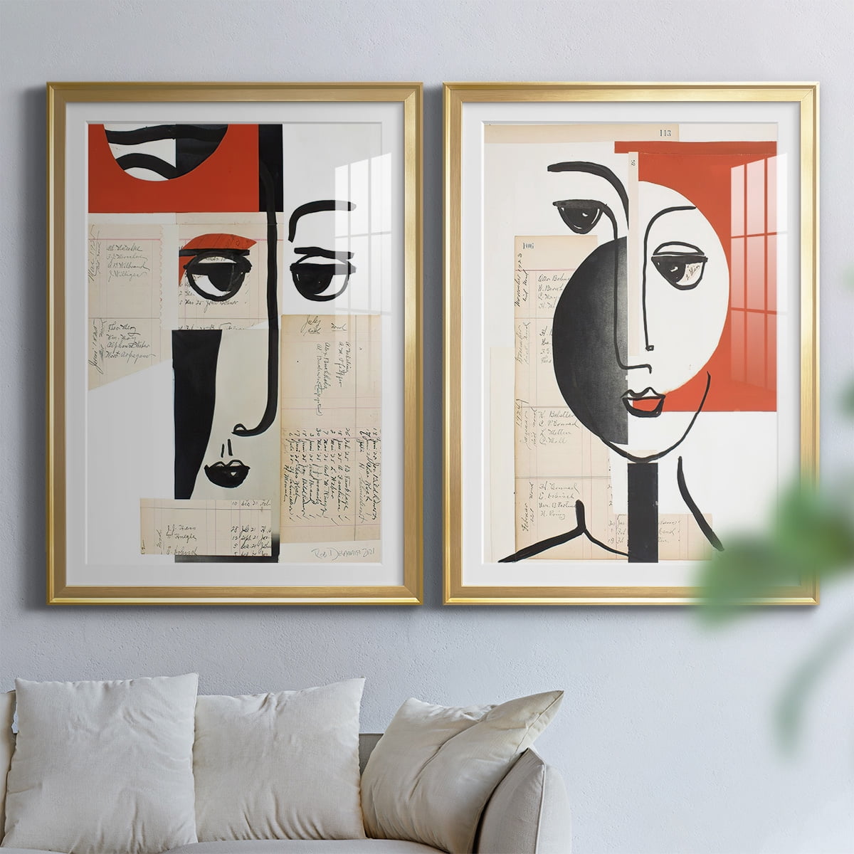 Wexford Home Faces of A Century III Premium Framed Print, 30.5" x 42.5" - Ready to Hang, Gold (Set of 2)