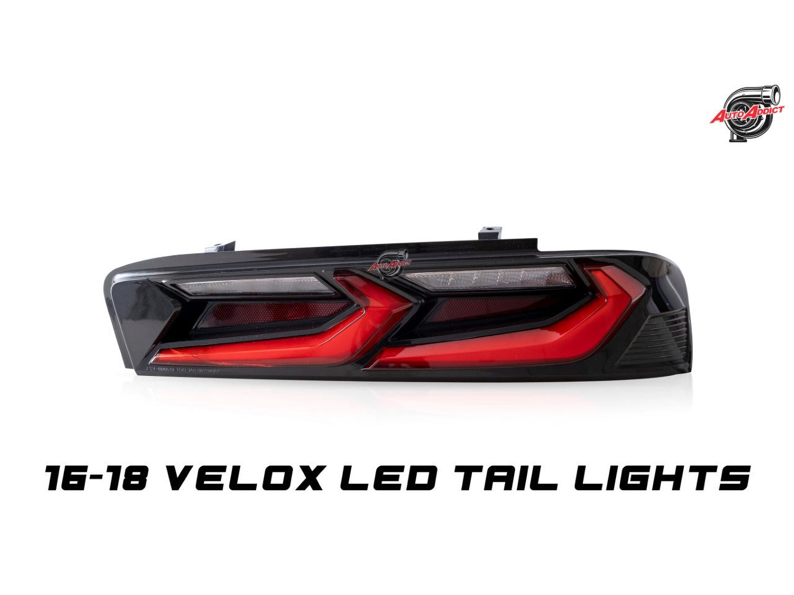 Auto Addict Velox LED Taillights for 2016-2018 Chevy Camaro – Gloss Black with Red Lens, 2-Pack