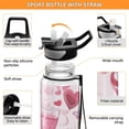 thumbnail image 4 of 32oz Transparent Sports Water Bottle with Straw for Kids Adults Outdoor School Gym Fitness Red Heart-shaped Bubbles, 4 of 7