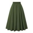 thumbnail image 3 of yueewhu Women's Vintage High Waist Pleated Midi A-Line Skirt with Pockets (Army Green, S), 3 of 5