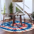 thumbnail image 3 of Large Round Rug 8Ft Washable Non-Slip, Blue Red American Flag Circle Area Rugs for Living Room Bedroom, Abstract Art USA Tie-dye Indoor Floor Mats Carpet Runner for Home Decor, 3 of 8