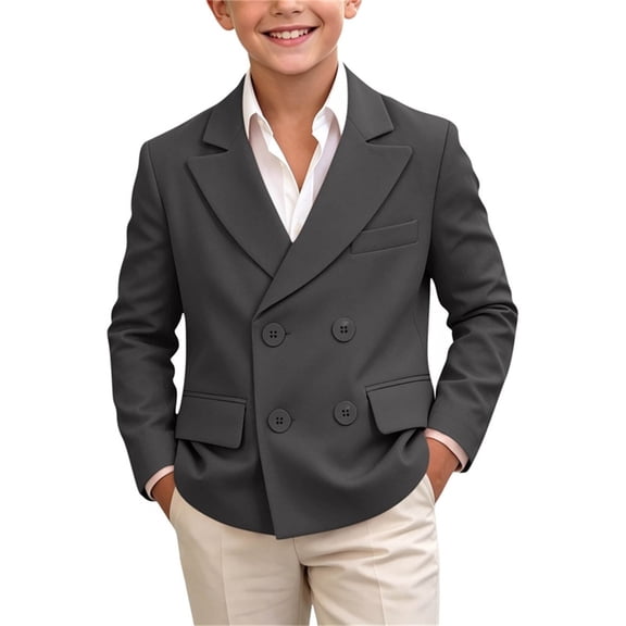 OGLCCG Boys Blazer Kids Suit Jacket Double Breasted Sport Coat for Boys Formal Dress Jacket for Birthday Graduation Wedding Party Size 1-14