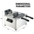 thumbnail image 3 of Hawsaiy 5L 1700W Electric Deep Fryer, 3 Baskets, Timer & Temperature Control, Stainless Steel, Lid with View Window & Odor Filter, Dishwasher Safe, 3 of 11
