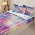 thumbnail image 3 of Metsweet Dreamy Princess Unicorn Zipper Twin Comforter Sets with Fitted Sheet and 2 Pillowcases, Watercolor Rainbow Zipper Bedding Set, Blue Pink,4-Piece, 3 of 6