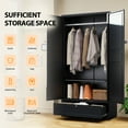 thumbnail image 6 of STANI Metal Wardrobe Closet with Hanging Rod, 72" Black Armoire Wardrobe Cabinet with Drawer, Clothes Storage Organizer Cabinets for Bedroom, Bathroom, Office, 6 of 15