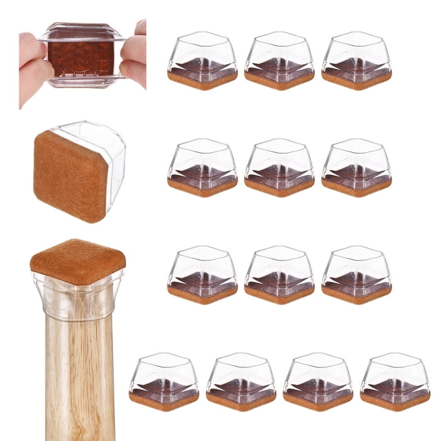 Uxcell 16-Pack Protectores de patas de silla, se ajustan a almohadillas de silicona de 1.1-1.5" con almohadillas de fieltro cubiertas para patas de muebles en suelos de madera