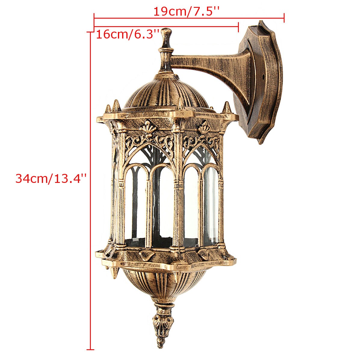 Outdoor Porch Light LED Exterior Fixtures with E26/E27 Base LED Bulb Aluminum Glass Lantern Sconce Antique Brass Wall Lamp Holder for Garden, Garage - image 2 of 7