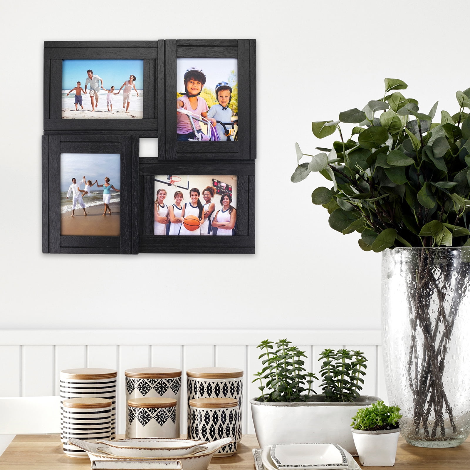 7x20 Picture Frame Collage Holds Four 4x6 Photo Solid Hardwood