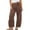 Brown, variant on Women's Mid Rise Cord Barrel Jeans Casual Baggy Wide Leg Corduroy Cropped Pants with Pockets