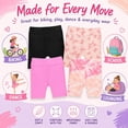 thumbnail image 5 of Girls 4 Pack Bike Shorts Stretchy, Soft High Waist Athletic Shorts for Kids with Fun Prints Colors Ideal for Dance, Play, Biking, or Everyday Wear (Sizes 4-14), 5 of 6